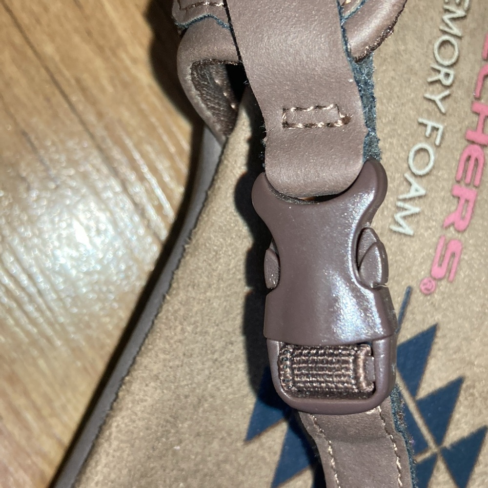 SKETCHERS women's Reggae Slim Vacay chocolate, purple and pink, size 8 Pre-Owned - Picture 7 of 8